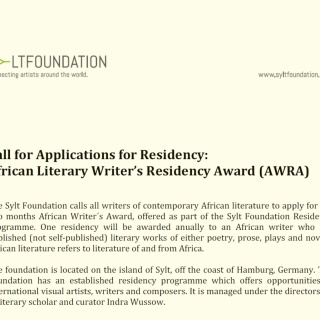 Apply now: African Writer’s Residency Award (AWRA) 2015